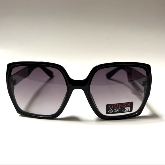 New GUESS Oversized Square Sunglasses GO00031 Acetate Embossed Black Silver main image 5